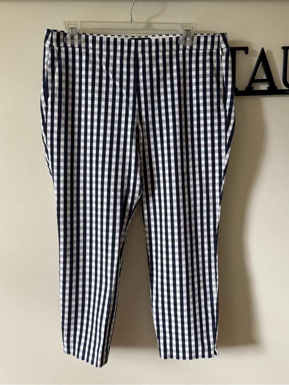 J. Crew Martie Crop Blue and White Gingham Check Size 12P